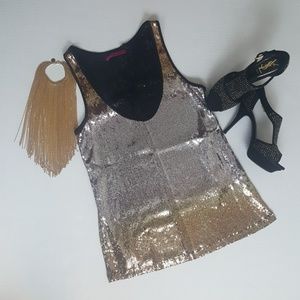 LAST CHANCE! CLOSET CLOSING! NWT sequin tank top silver bronze gold size S